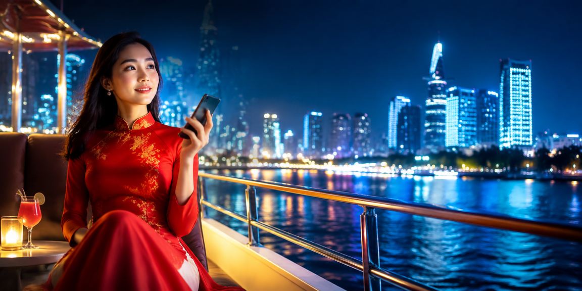Phụ nữ Hồ Chí Minh mặc áo dài nhận cashback bonus khi đăng nhập 888vn trên điện thoại